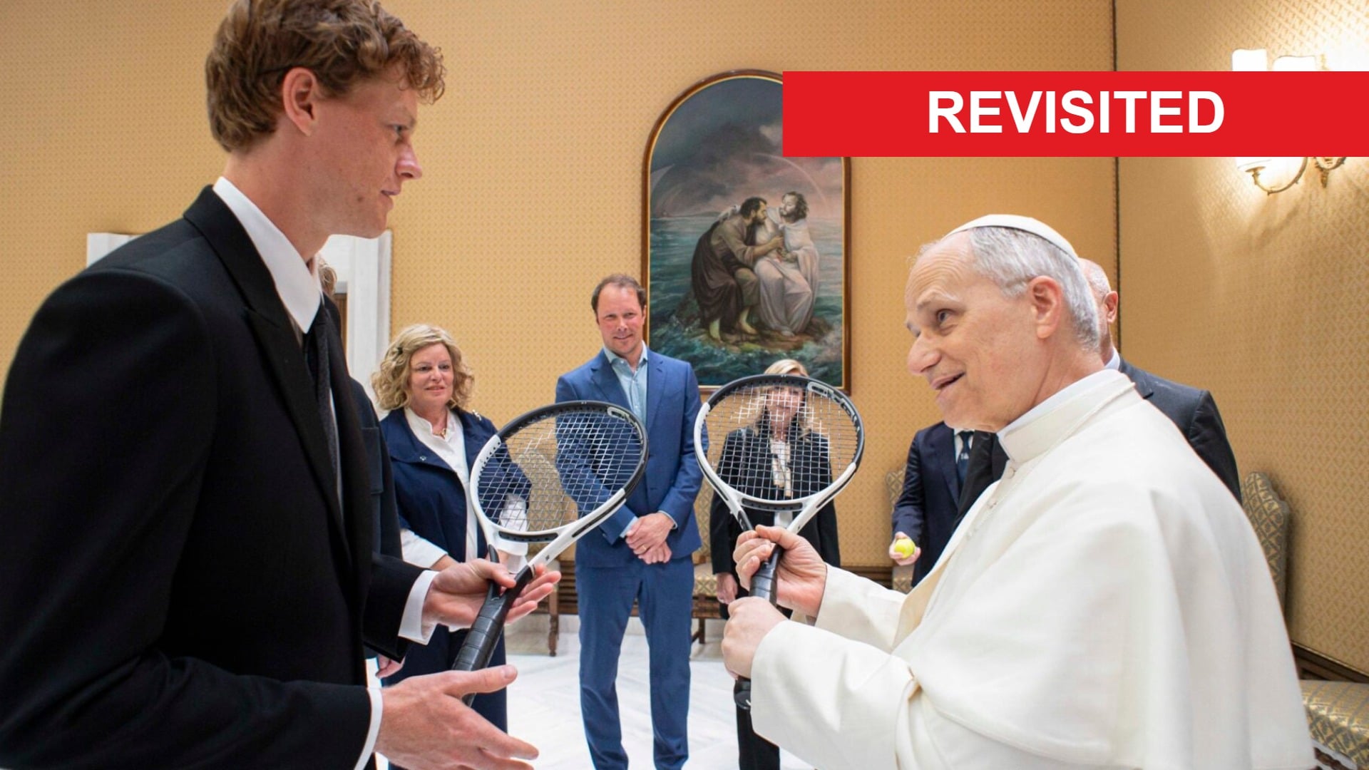 Image of Jannik Sinner meeting Pope Leo in 2025