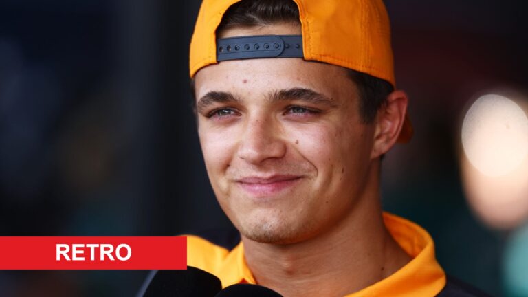 Image of Lando Norris speaking to the media during the 2022 Hungarian Grand Prix
