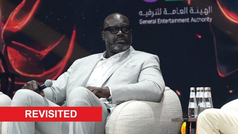 Image of Novak Djokovic and Shaquille O'Neal together at the 2025 Joy Forum in Riyadh, Saudi Arabia