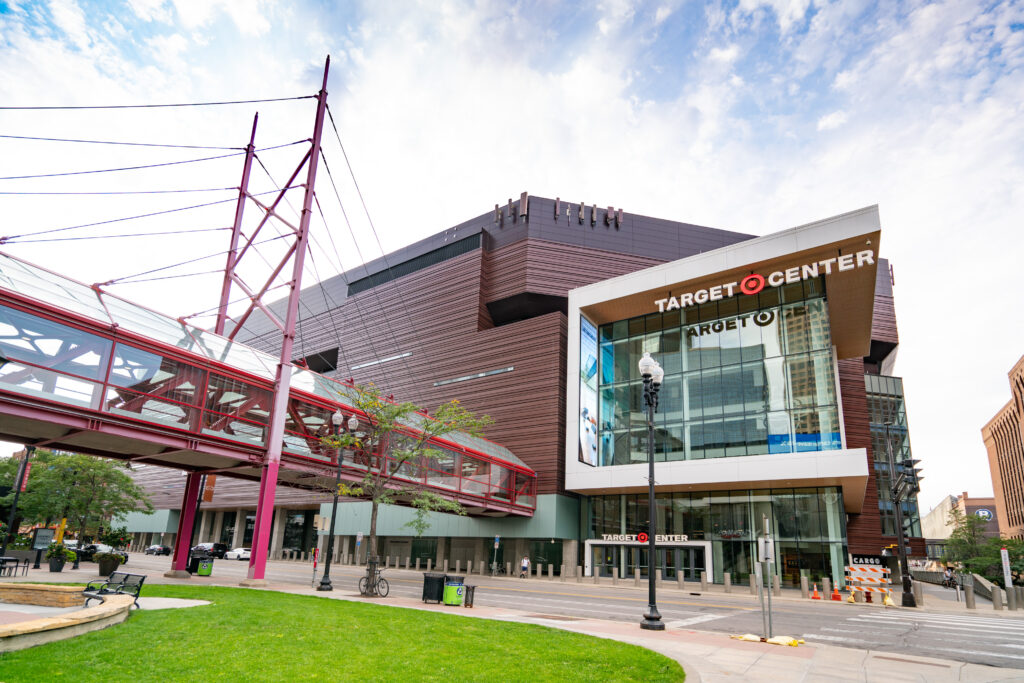 General views of Target Center sports arena, home of the Minnesota Timberwolves.