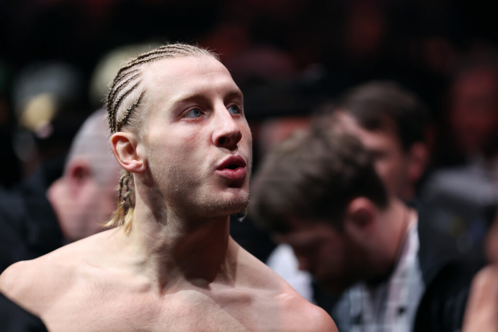 Paddy Pimblett of Great Britain looks on prior to a lightweight fight against Tony Ferguson of the United States during the UFC 296.