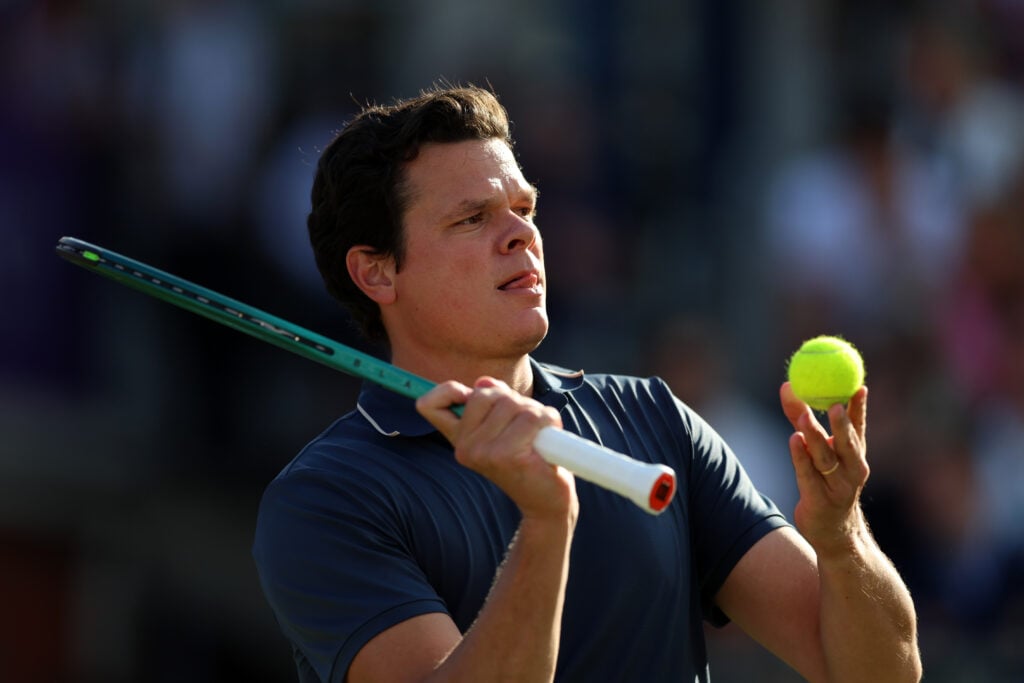 Milos Raonic looks on at Queen's in 2024.