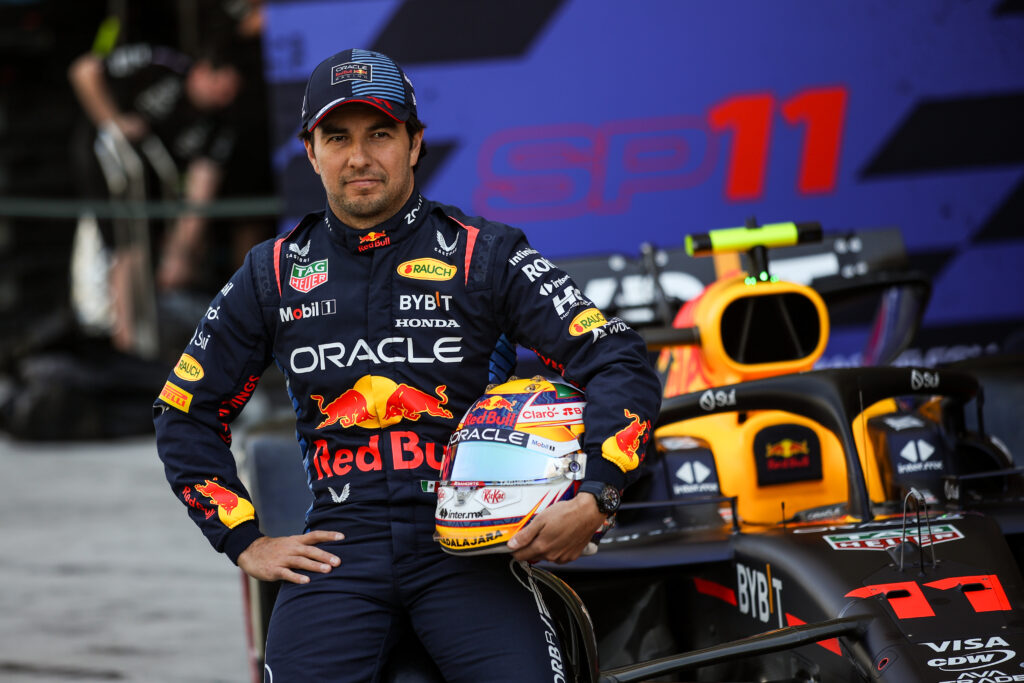 Sergio Perez of Red Bull Racing RB20 poses for a portrait during the F1 Grand Prix of Abu Dhabi at Yas Marina Circuit.