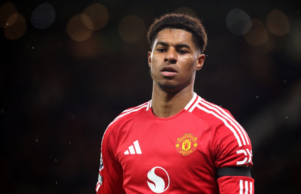Manchester United's Marcus Rashford during the Premier League match between Manchester United FC and Nottingham Forest FC.