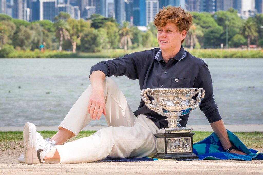 Jannik Sinner celebrates after winning the 2025 Australian Open.