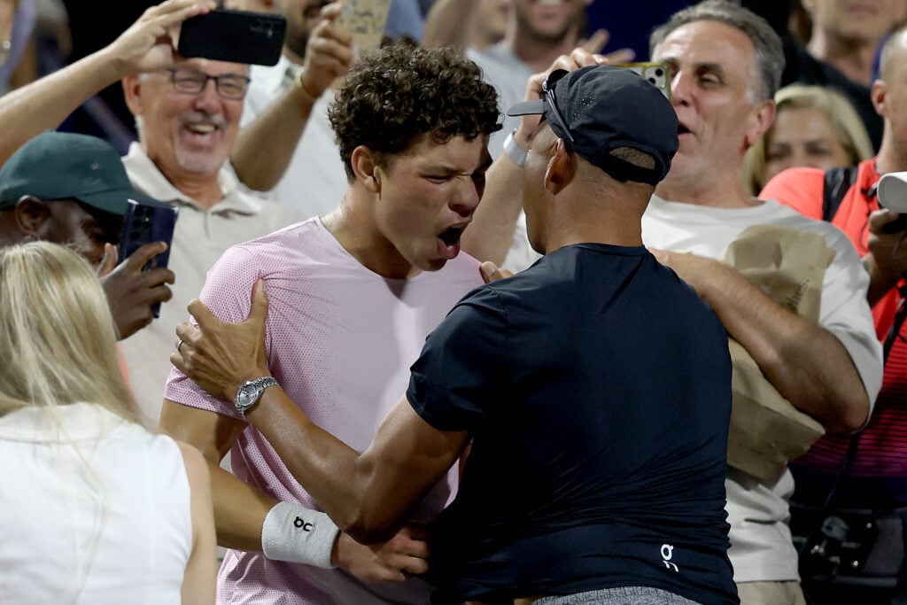 Ben Shelton and Bryan Shelton celebrate after winning the 2025 Canadian Open