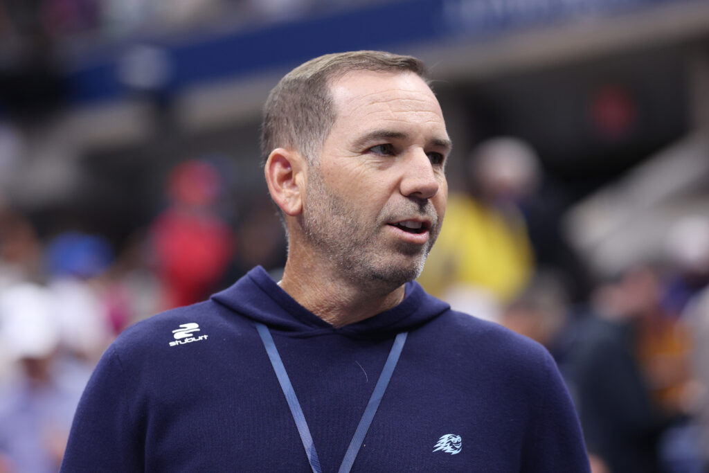 PGA golfer Sergio Garcia attends the Men's Singles Final match between Jannik Sinner of Italy and Carlos Alcaraz of Spain on Day Fifteen of the 2025 US Open at USTA Billie Jean King National Tennis Center on September 07, 2025 in New York City.