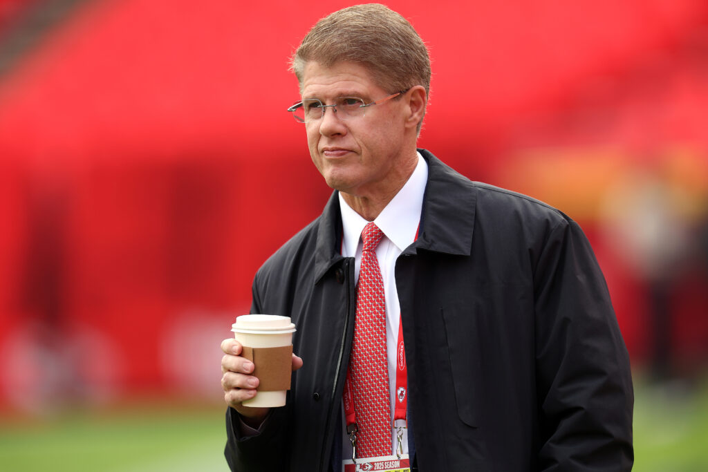 Kansas City Chiefs owner Clark Hunt walks on the field prior to the game against the Indianapolis Colts at Arrowhead Stadium.