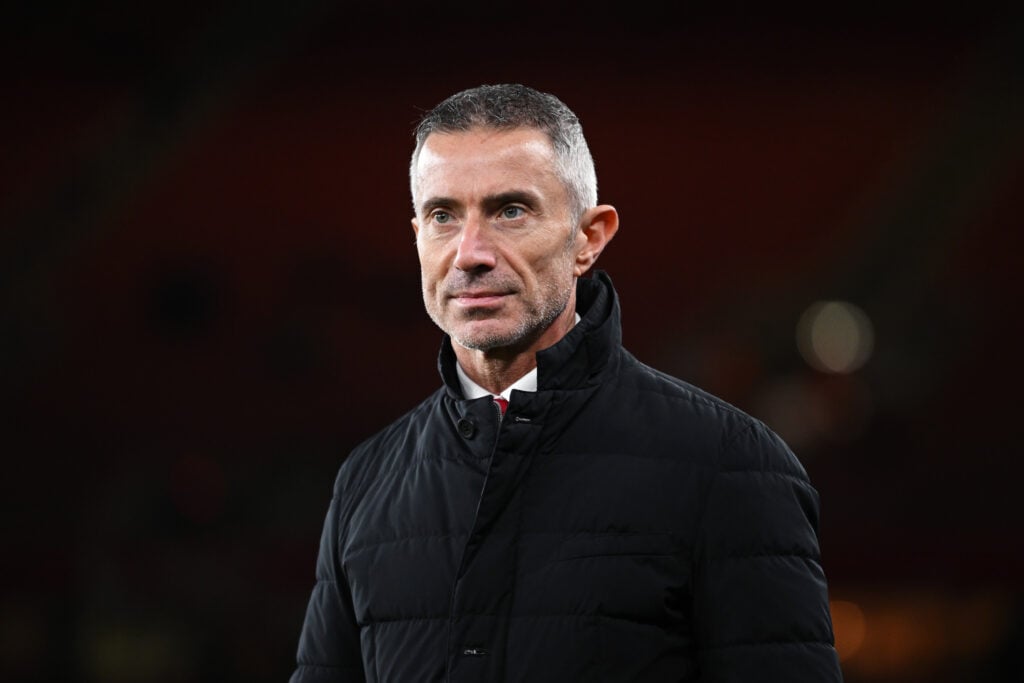 Andrea Berta, Sporting Director of Arsenal looks on prior to the UEFA Champions League 2025/26 League Phase MD5 match between Arsenal FC and FC Bayern München.