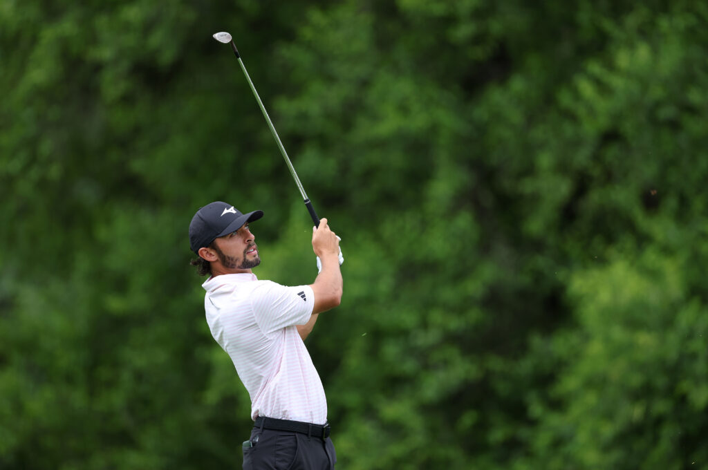 Marco Penge of England plays his second shot on the fifth hole on Day One of the Nedbank Golf Challenge in honour of Gary Player 2026