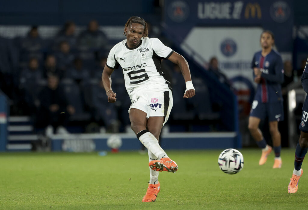 Jeremy Jacquet of Rennes during the Ligue 1 McDonald's football match between Paris Saint-Germain (PSG) and Stade Rennais (Rennes, SRFC) at Parc des Princes stadium.