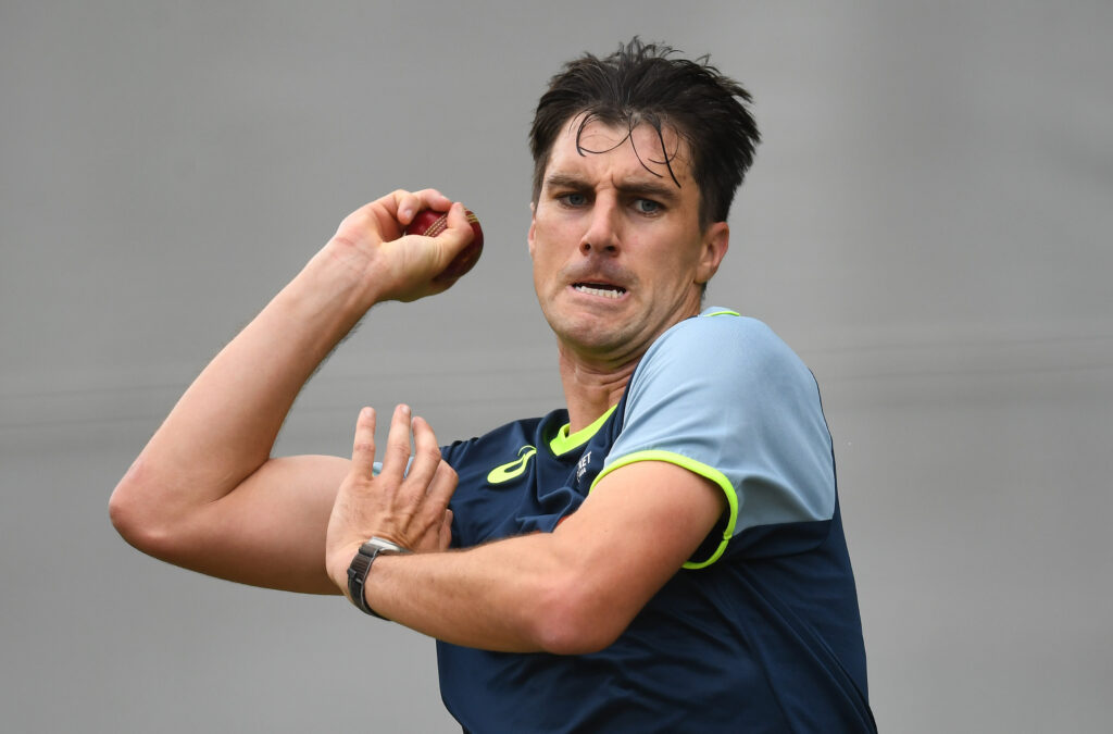 Pat Cummins, Australia's Test captain bowls during a nets session before the third Ashes Test against England at Adelaide Oval on December 14, 2025 in Adelaide, Australia.
