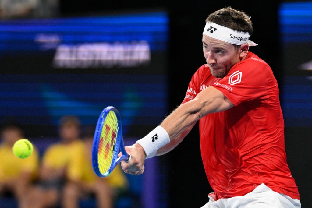 Casper Ruud in action at the United Cup.