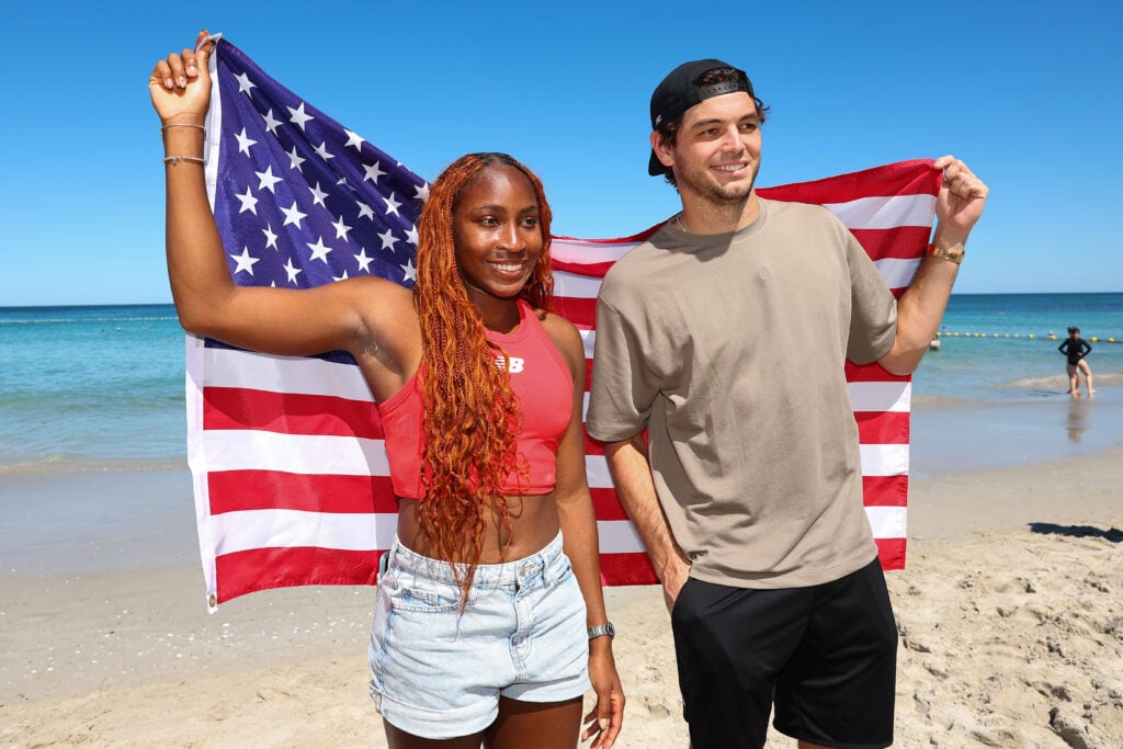Coco Gauff and Taylor Fritz pose for a picture together ahead of the 2026 United Cup