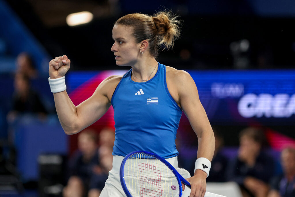Maria Sakkari celebrates at the 2026 United Cup