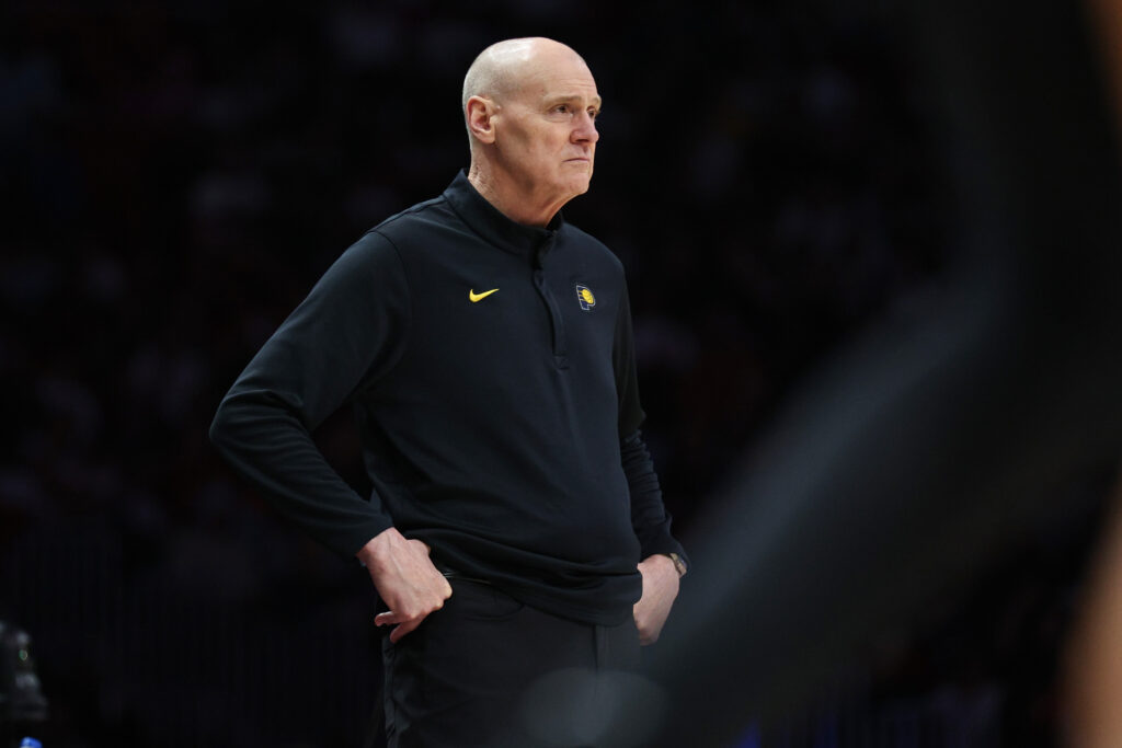 Rick Carlisle looks on during the second quarter of the game against the Miami Heat