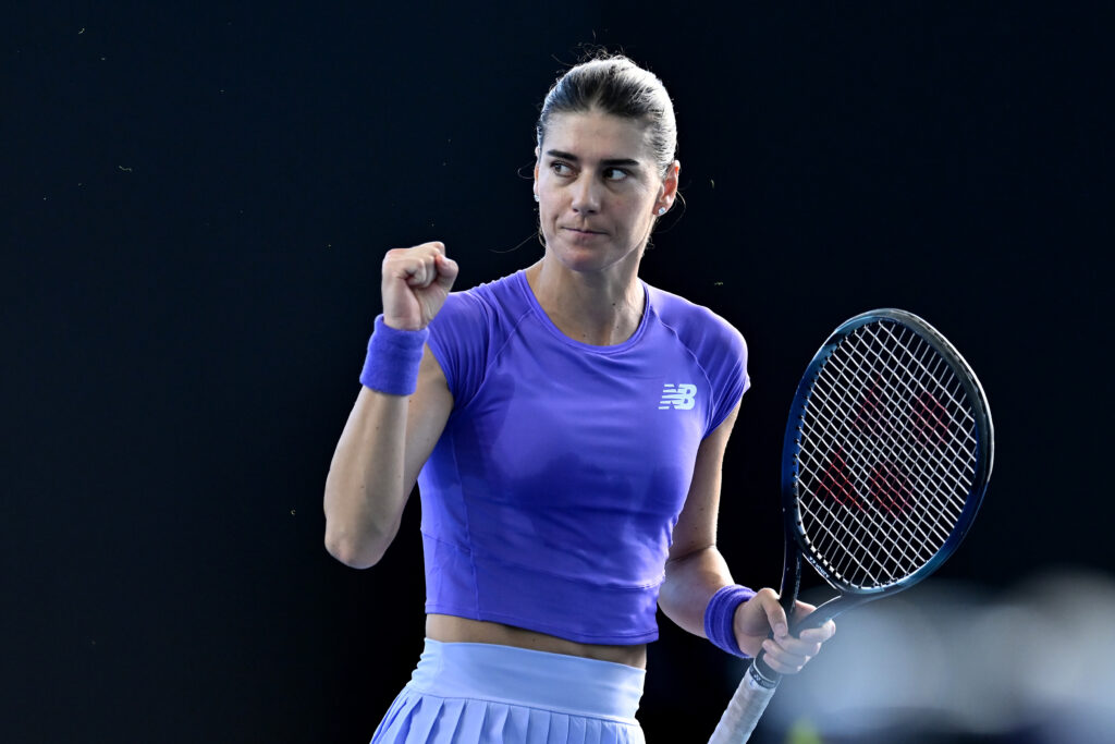 Sorana Cirstea celebrates during the 2026 Brisbane International