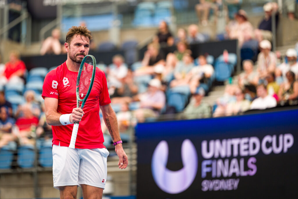 Stan Wawrinka reacts at the 2026 United Cup.