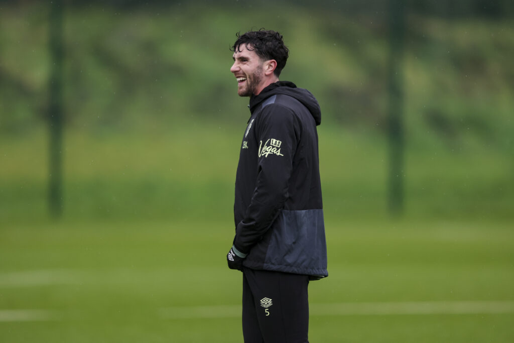 Marcos Senesi of Bournemouth during a training session at Canford Performance Centre.