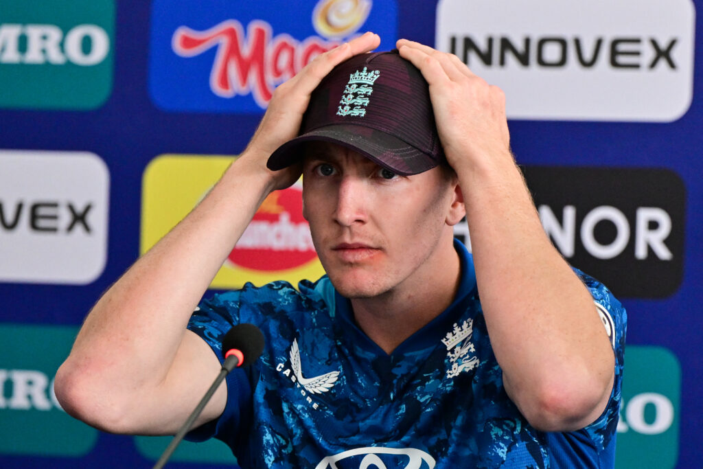 England's captain Harry Brook attends a press conference on the eve of their first one-day international (ODI) cricket match against Sri Lanka, at the R. Premadasa International Cricket Stadium.