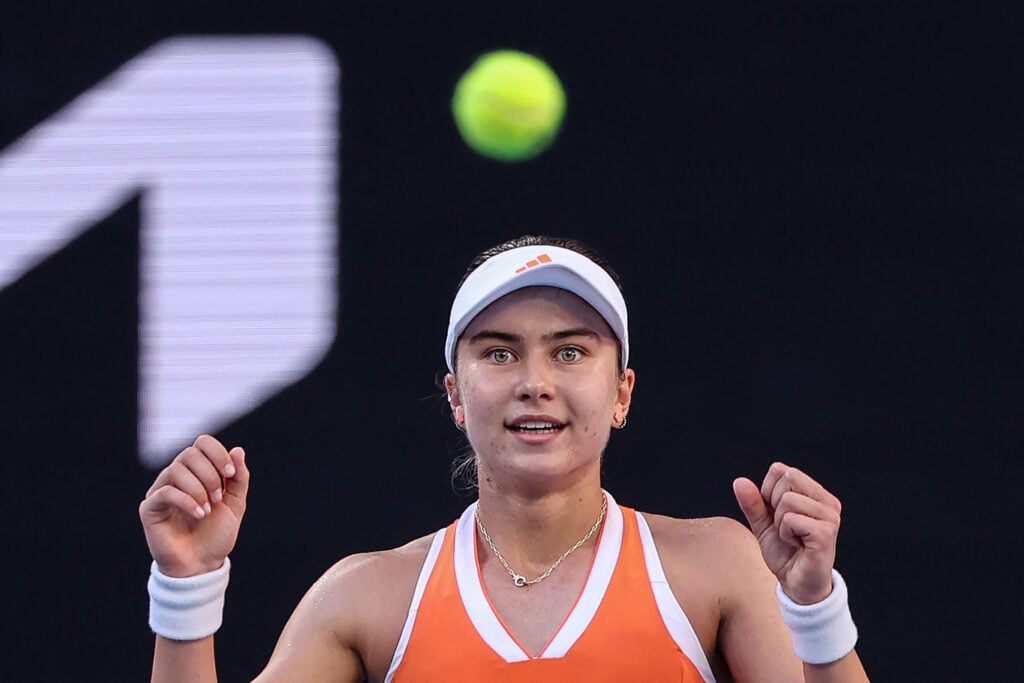 Iva Jovic celebrates her win over Jasmine Paolini at the 2026 Australian Open