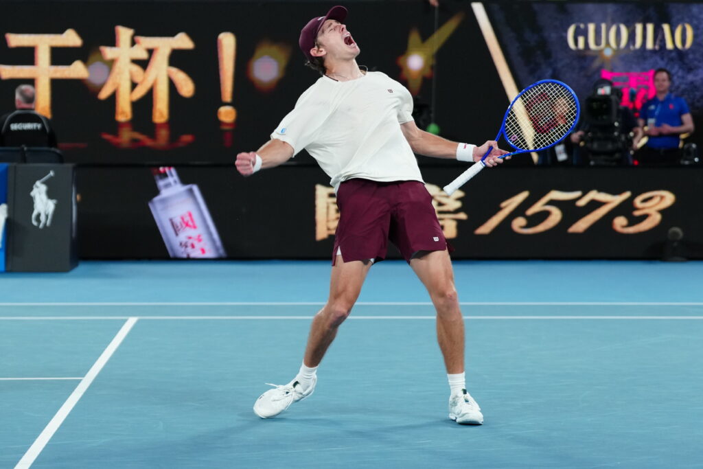 Alex de Minaur celebrates at the 2026 Australian Open.