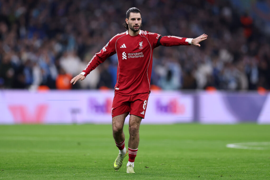 Dominik Szoboszlai of Liverpool reacts during the UEFA Champions League 2025/26 League Phase MD7 match between Olympique de Marseille and Liverpool FC at Stade de Marseille.