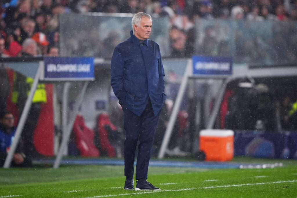 Jose Mourinho, Head Coach of Benfica, looks on during the UEFA Champions League 2025/26 League Phase MD8 match between SL Benfica and Real Madrid C.F. at Estadio do SL Benfica.