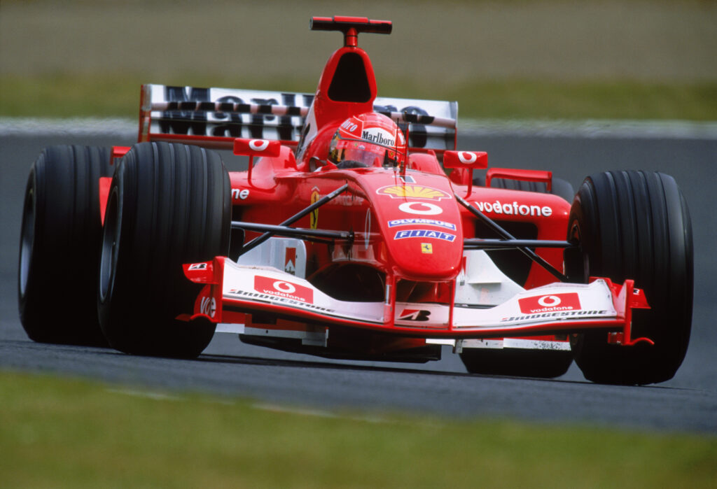 Michael Schumacher of Germany and Ferrari in action at the 2003 Japanese Grand Prix.