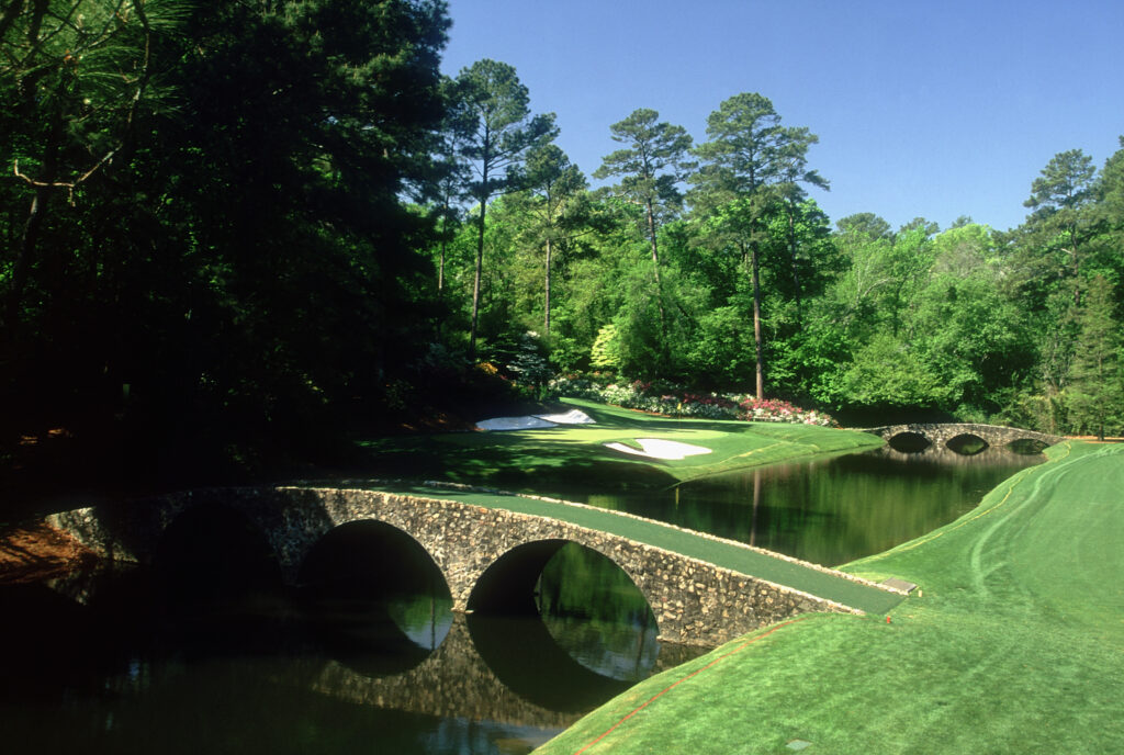 General view of the 12th hole taken during the 2000 US Masters held in April, 2000 at the Augusta National Golf Club