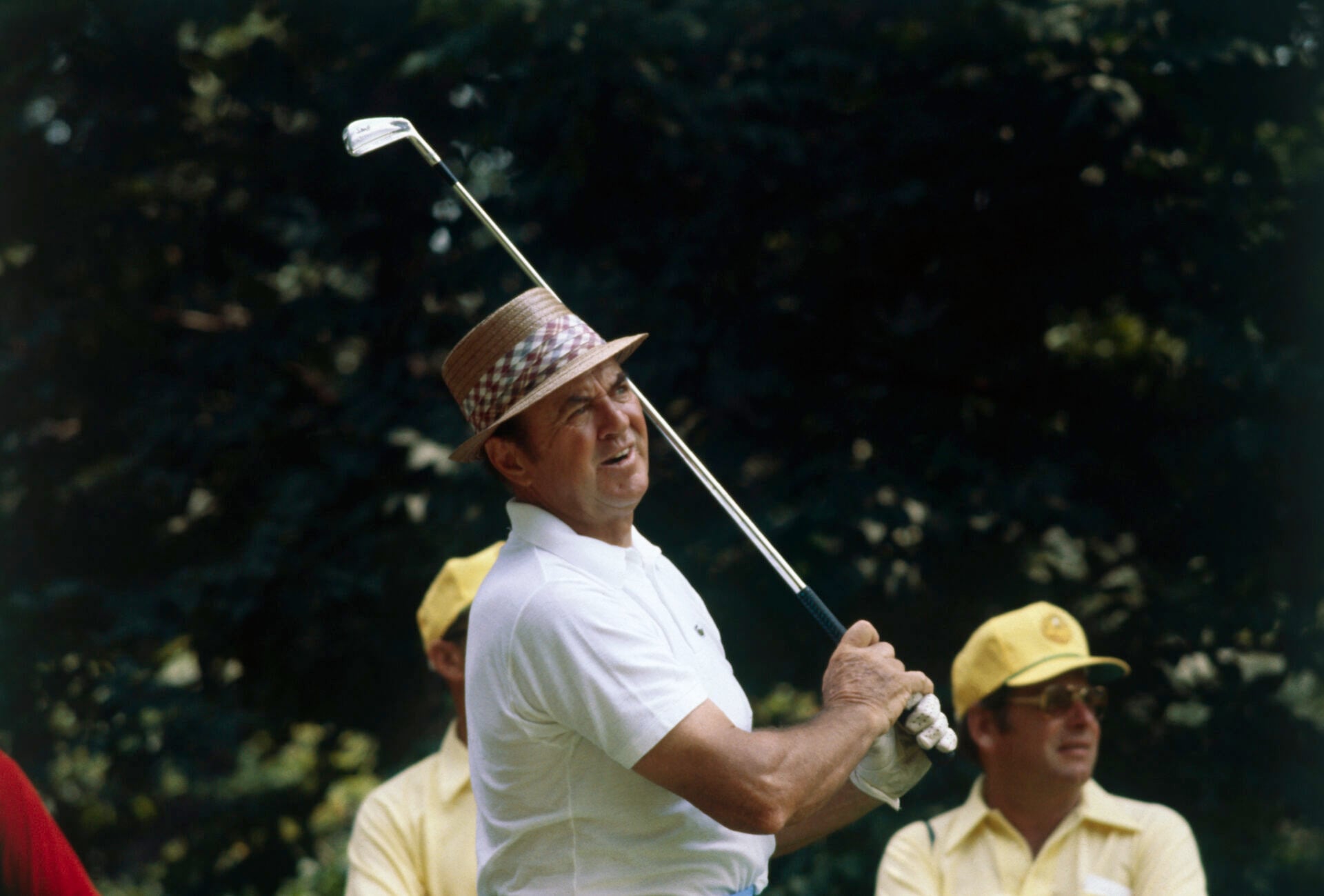 (Original Caption) Sam Snead, 66, putting during the 60th PGA, at Oakmount Country Club.