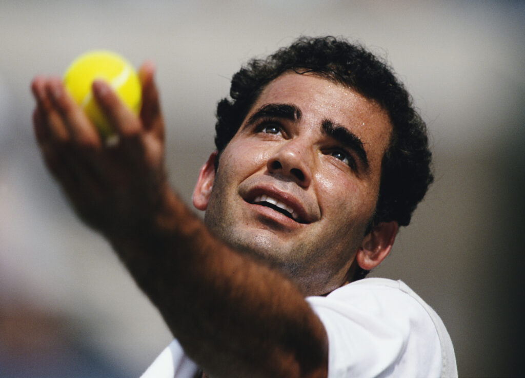 Pete Sampras serves during the 2000 US Open