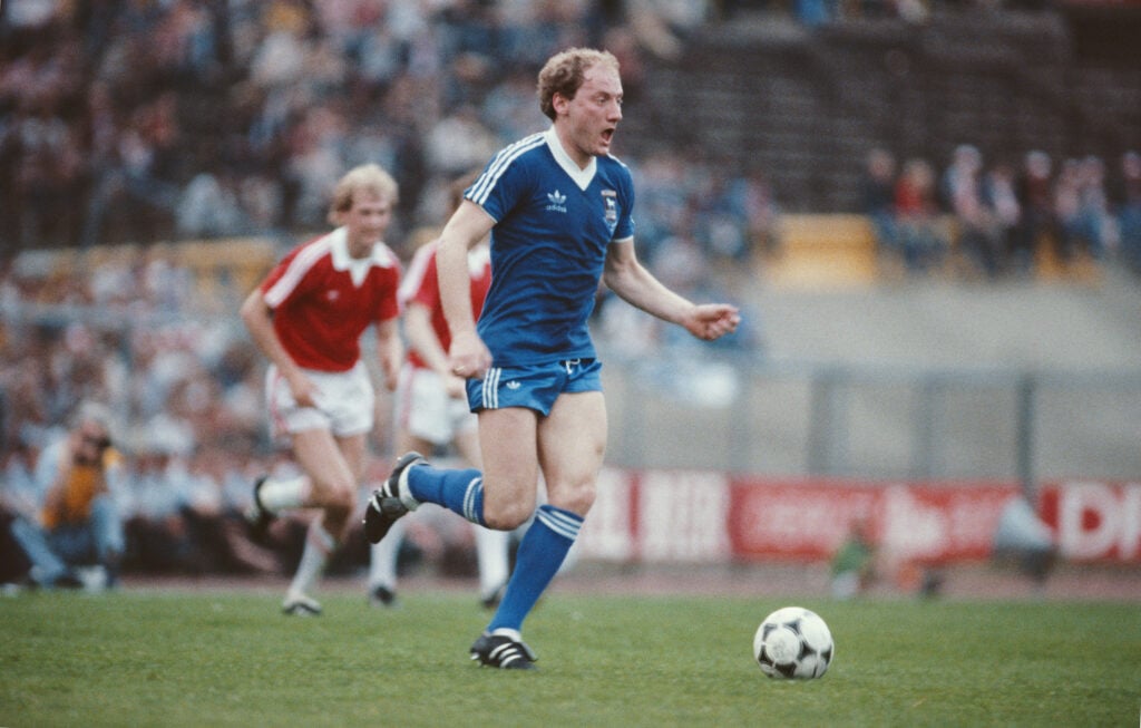 Ipswich Town striker Alan Brazil in action during the UEFA, Cup Final 2nd Leg against AZ 67 Alkmaar.