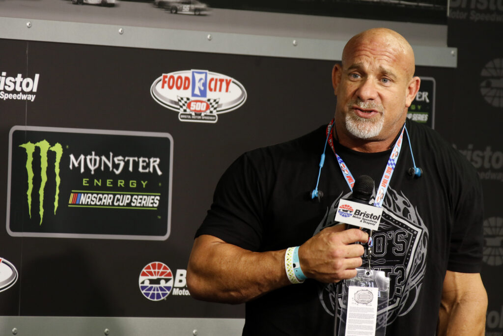 Bill Goldberg speaks to the media at the Monster Energy NASCAR Cup Series - Food City 500