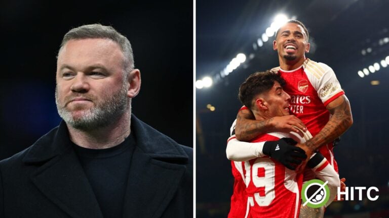 Gabriel Jesus celebrates scoring for Arsenal amid Wayne Rooney admiration.