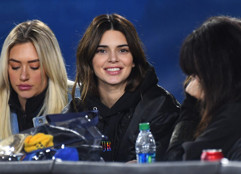 Kendall Jenner attends the game between the Los Angeles Rams and the Baltimore Ravens at the Los Angeles Memorial Coliseum on November 25, 2019 in Los Angeles, California.