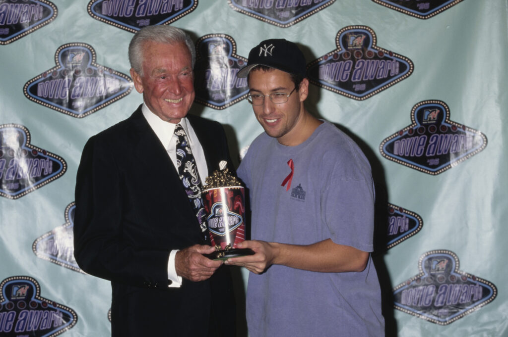 American television personality Bob Barker and American actor and comedian Adam Sandler attend the 5th Annual MTV Movie Awards