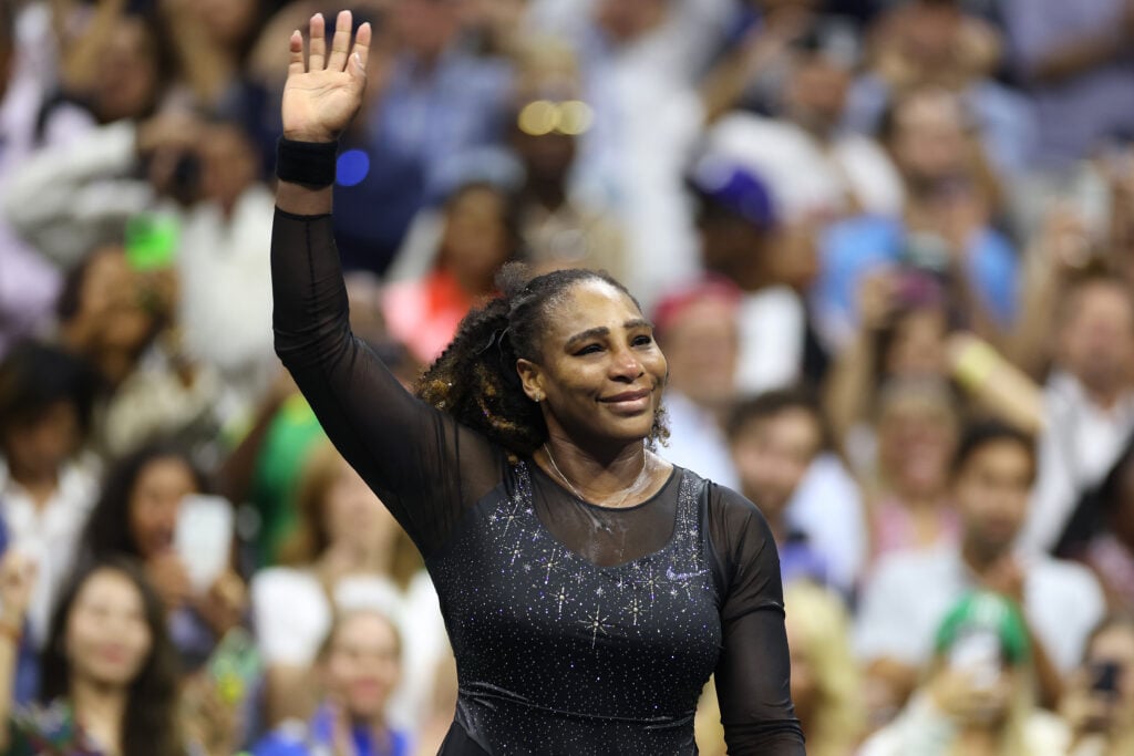 Serena Williams of the United States thanks the fans after being defeated by Ajla Tomlijanovic of Australia during their Women's Singles Third Round match on Day Five of the 2022 US Open at USTA Billie Jean King National Tennis Center on September 02, 2022 in the Flushing neighborhood of the Queens borough of New York City.