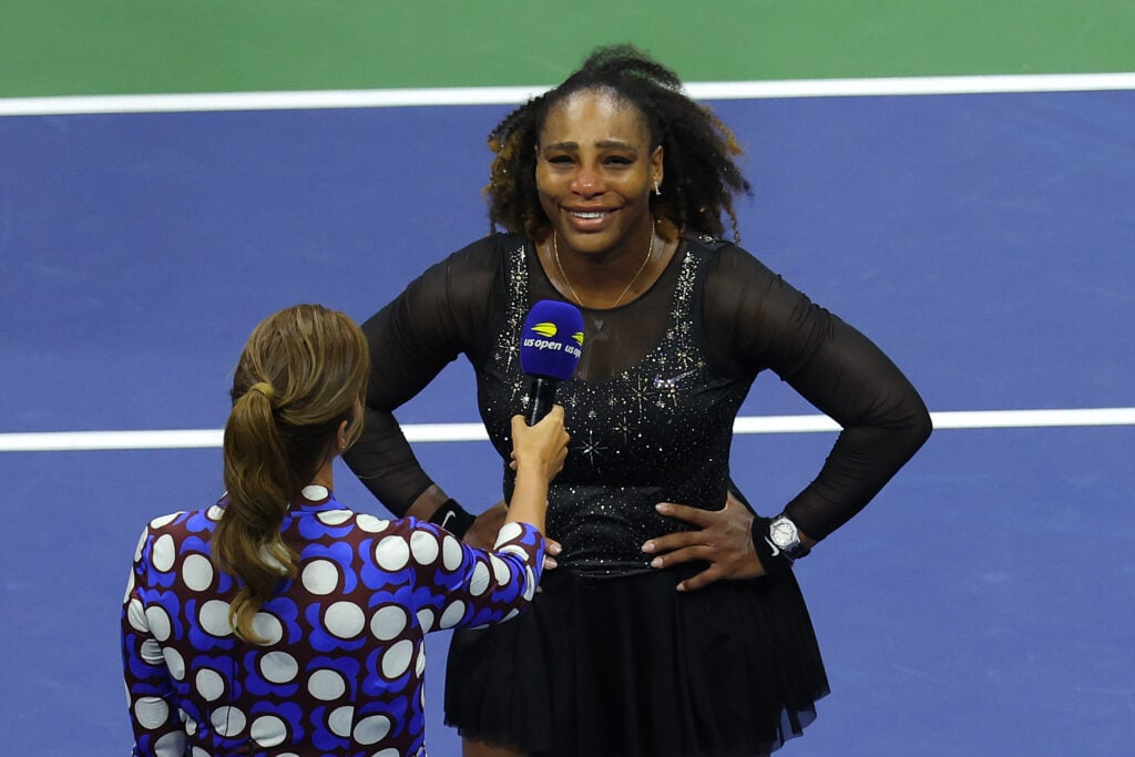 Serena Williams is interviewed at the 2022 US Open