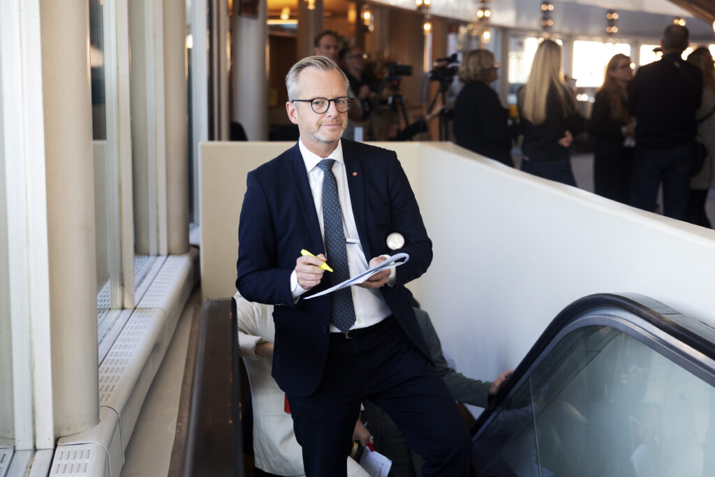 Mikael Damberg , Economic Spokesperson for the Social Democrats attends Minister of Finance Elisabeth Svantesson presentation of the budget.