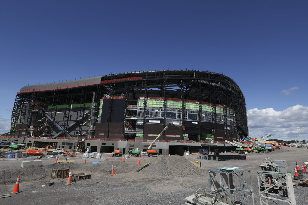 Construction continues on the new Buffalo Bills stadium on September 07, 2025 in Orchard Park, New York.