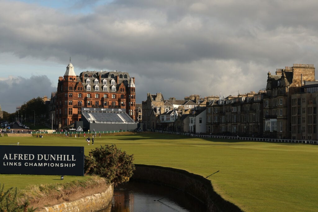 A general view of the 1st and 18th holes prior to the Alfred Dunhill Links Championship 2025 at The Old Course
