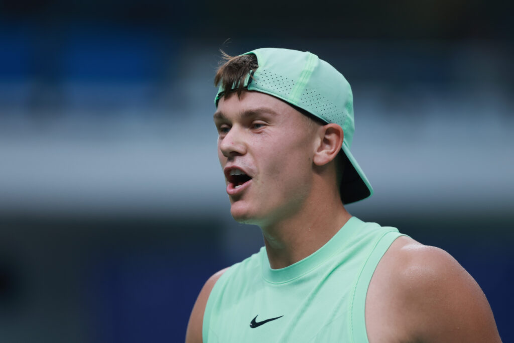 Holger Rune reacts during the 2025 Shanghai Masters
