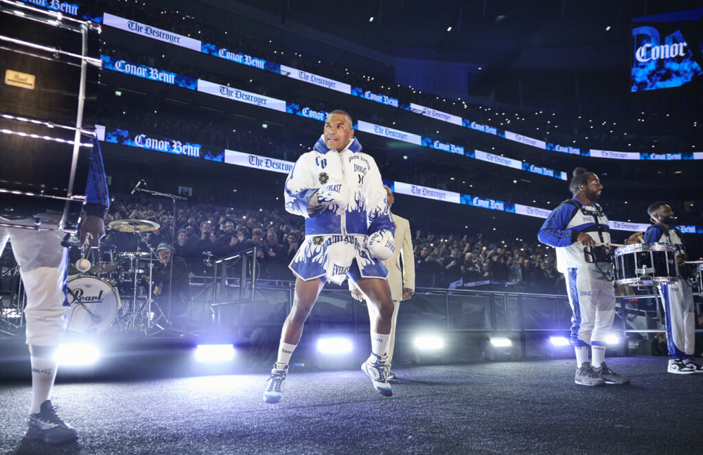 Conor Benn Ring Walk ahead of his fight against Chris Eubank Jr at Tottenham Hotspur Stadium on November 15, 2025 in London, England.