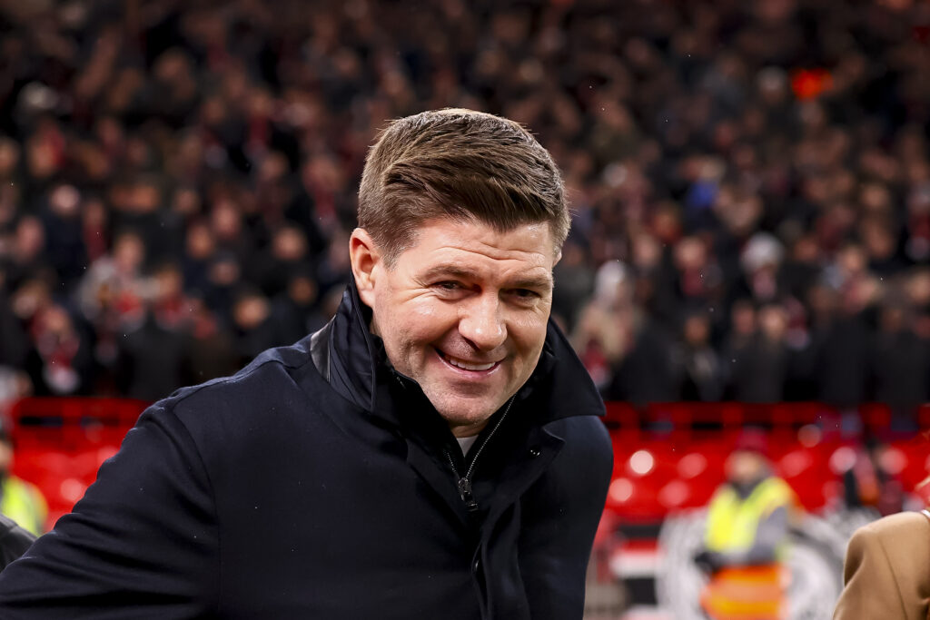 Steven Gerrard looks on during the UEFA Champions League 2025/26 League Phase MD5 match between Liverpool FC and PSV Eindhoven at Anfield.