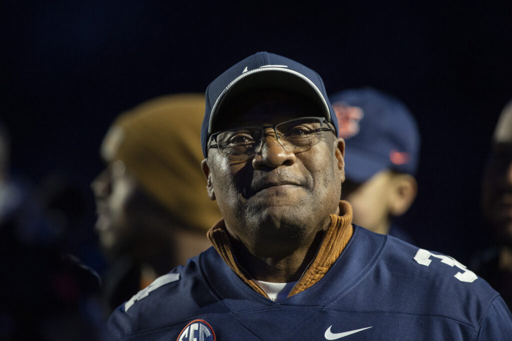 Former running back Bo Jackson of the Auburn Tigers during their game against the Alabama Crimson Tide at Jordan-Hare Stadium.