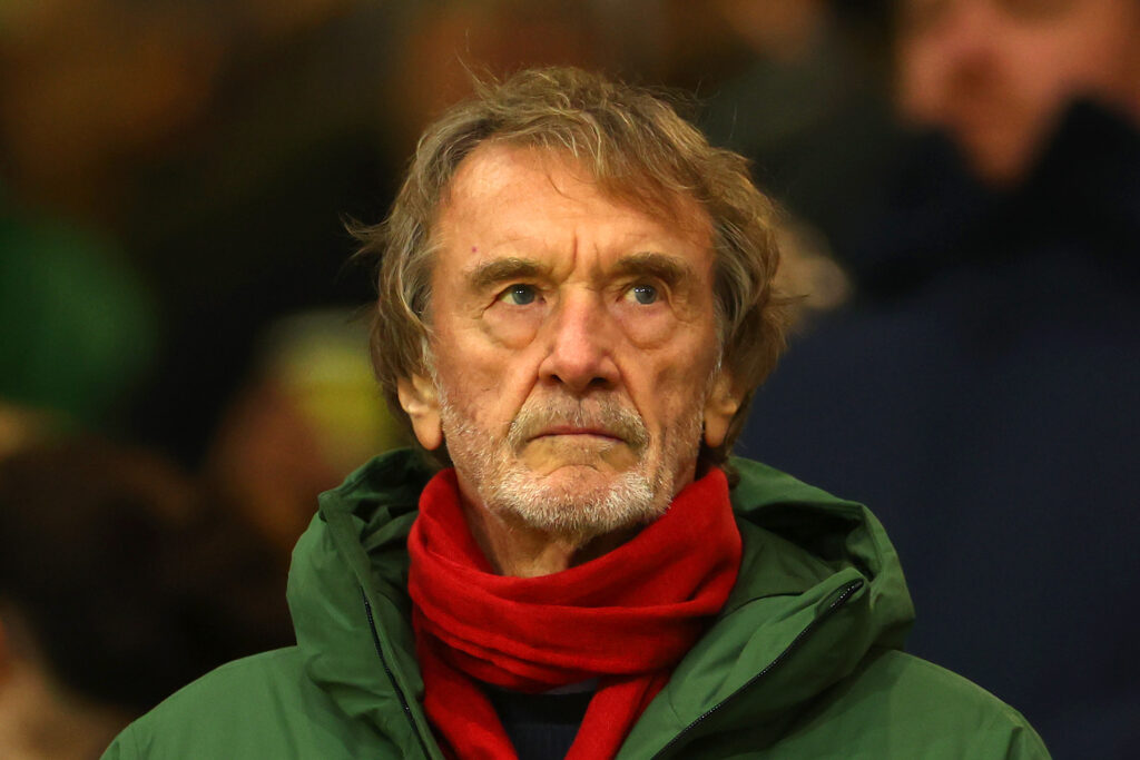 Manchester United co-owner Sir Jim Ratcliffe looks on during the Premier League match between Wolverhampton Wanderers and Manchester United at Molineux on December 08, 2025 in Wolverhampton, England.