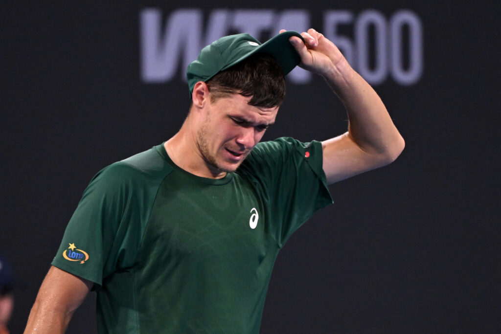 Kamil Majchrzak in action at the 2026 Brisbane International