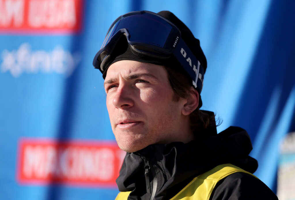 Hunter Hess of Team USA looks on after competing in the second run of the Aspen Snowmass Men's Freeski Halfpipe Finals during the Toyota US Grand Prix 2026 at Aspen Snowmass Ski Resort.