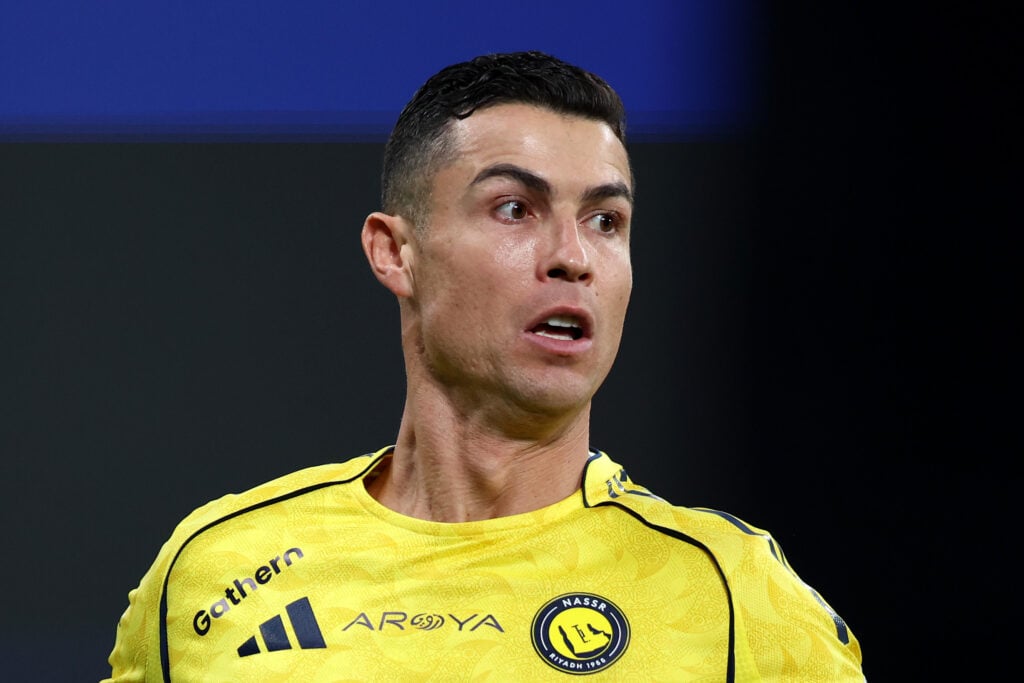 Cristiano Ronaldo of Al-Nassr looks on during the Saudi Pro League match between Al Hilal and Al Nassr at Kingdom Arena.